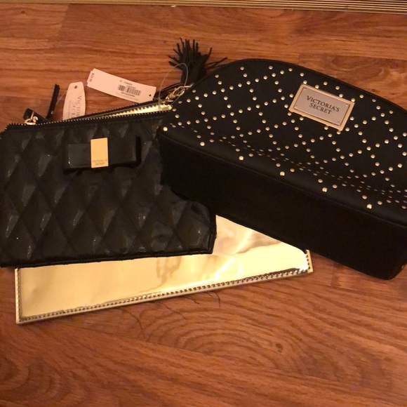VS makeup gold black bags lot New